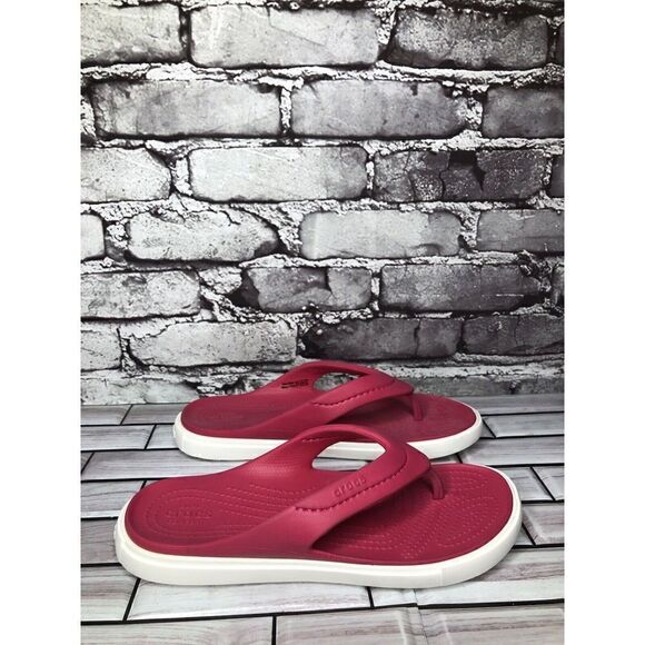 Crocs Dual Comfort Pink Rubber Casual Flip Flops Sandals Women Sz 7M US/38EU - Picture 6 of 16